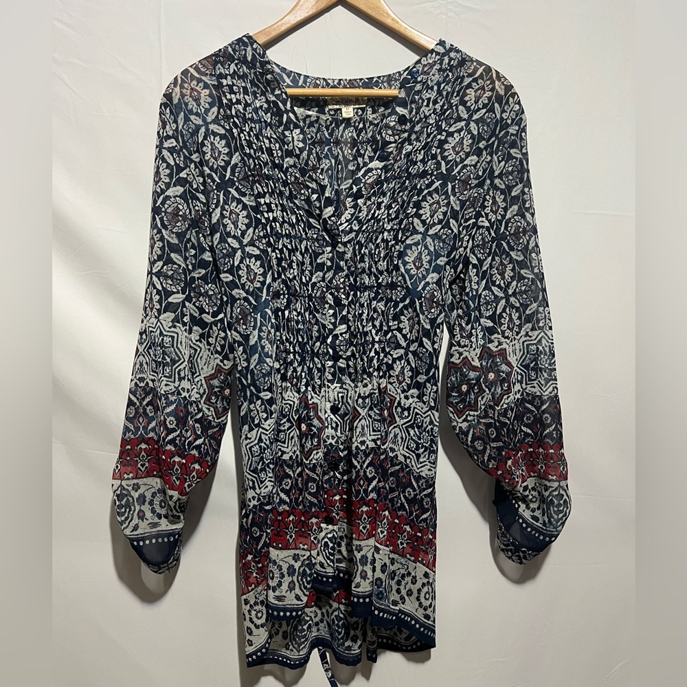 One World Boho Style Long Sleeve Spring/Summer Top Size M - 4th of July 💥